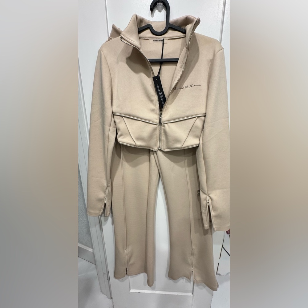 Maniere De Voir Cream pant set Chic and Versatile